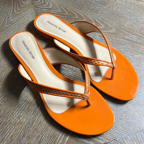 Alexandre Birman Shoes - ALEXANDRE BIRMAN Orange Snake Print Thong Sandal 9.5